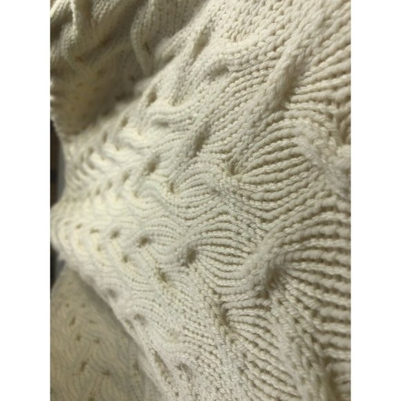 Handknit Sweater Mens 2XL 3D Soft Pullover White Ivory - Picture 4 of 4